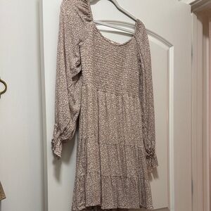 Altar'd State Beige Floral Long Sleeve Dress